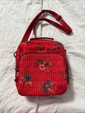 LUG Ranger Red Quilted Floral Crossbody Bag - Women's Shoulder Bag *Like Nrw*